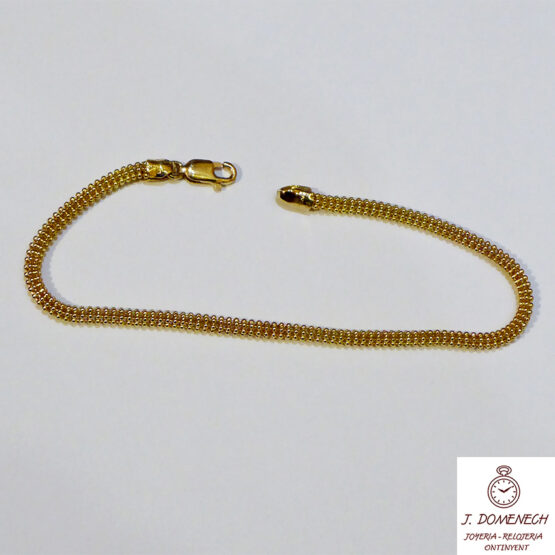 Pulsera de oro amarillo tubular de bolitas